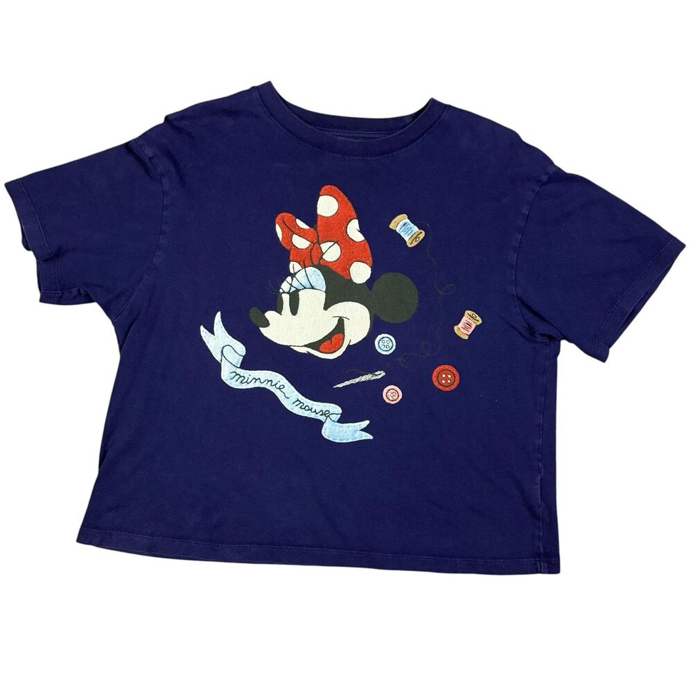 Minnie Mouse Disney Uniqlo Olympia Le-Tan T Shirt Womens M Blue Sewing